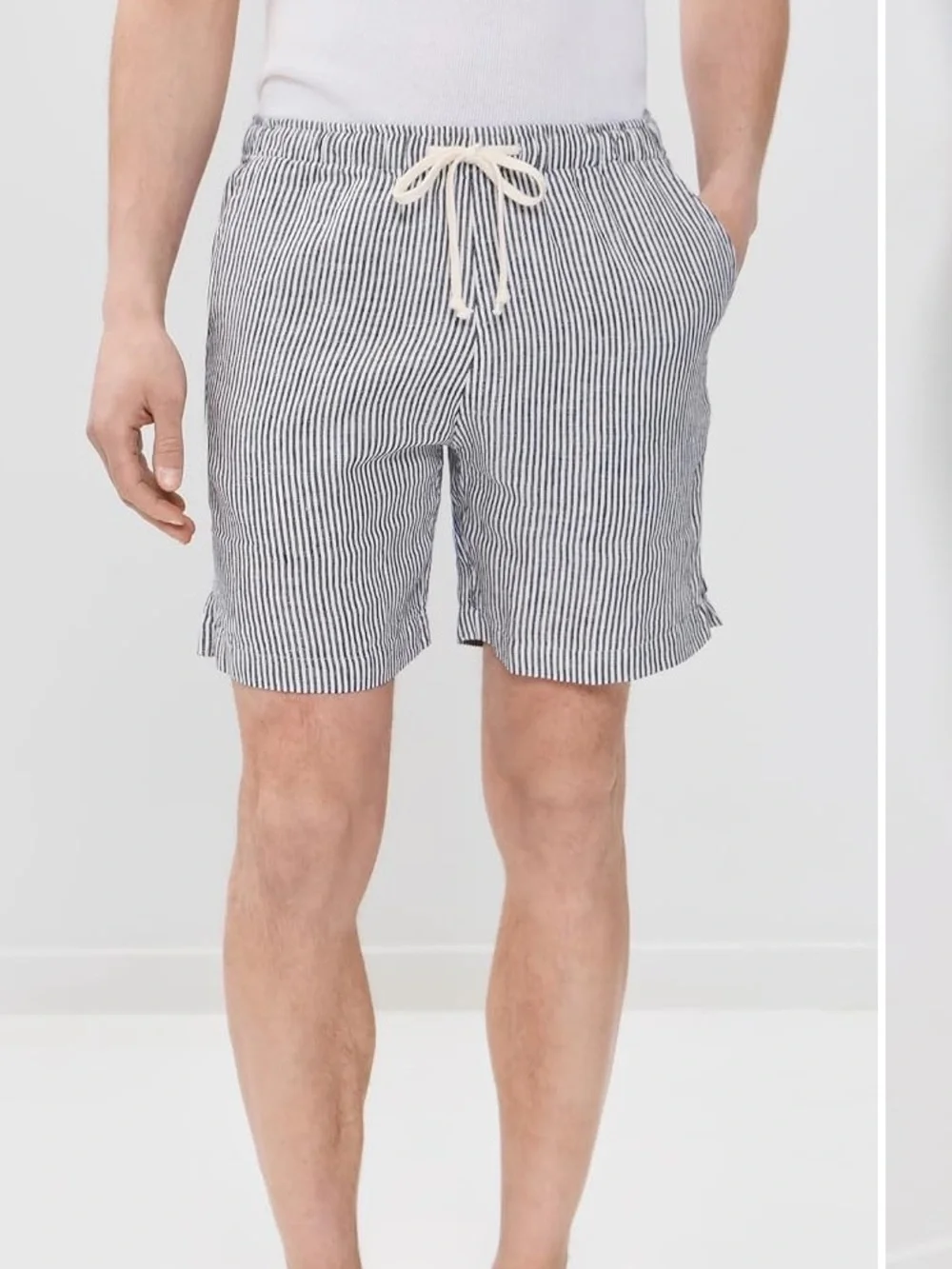 Men's Alex Crane Striped Drawstring Shorts - Navy/White